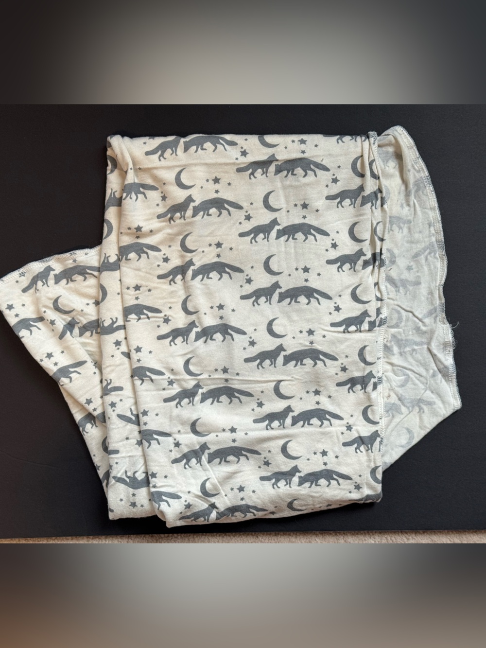 kate quinn White & Gray Fox and Moon Print Bamboo Swaddle Blanket